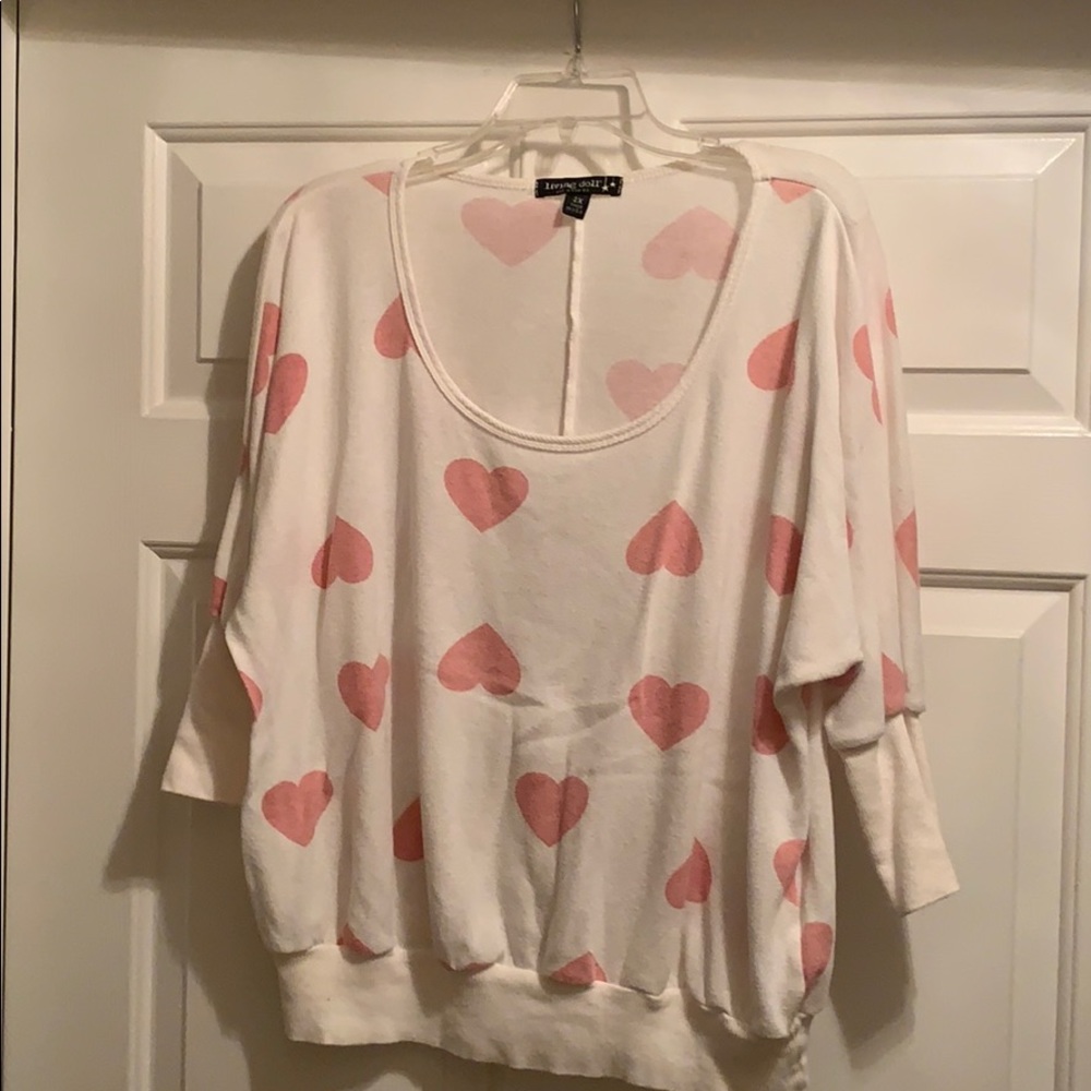 Pink hearts top 3/4 sleeves